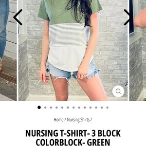 Nursing Queen Olive and White Striped Tee
